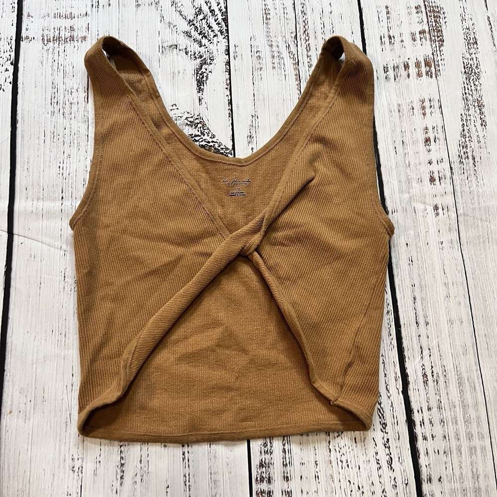 Out From Under Urban Outfitters Women's XL Brown Ribbed Knit Cropped Tank Top
